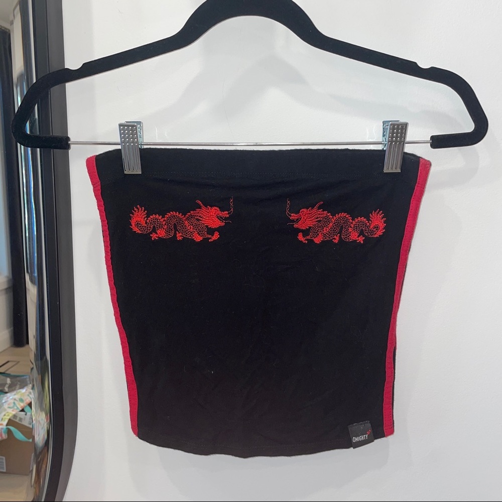 OMIGHTY black and red dragon tube top